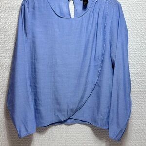 Lulu-B Periwinkle Wrap-Front Long Sleeve Blouse